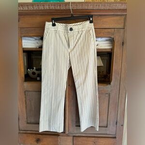 Cabi sz 0 cream striped cropped trousers